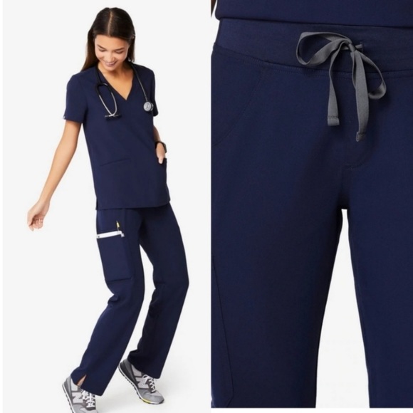 Figs Pants - Figs Technical Collection Navy Scrub Pants